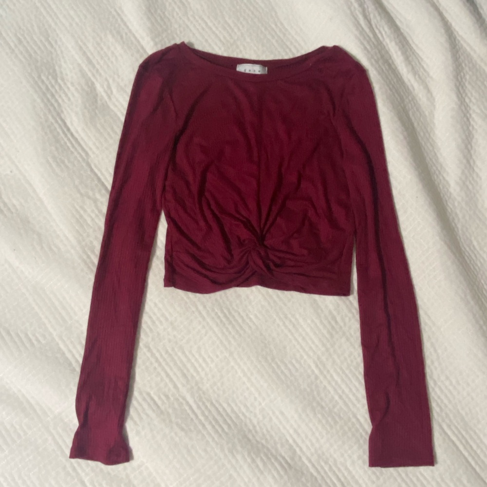 Gaze burgundy tied long sleeve top, Size:s, good condition